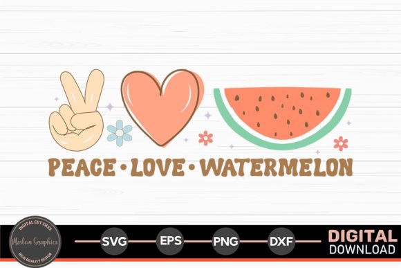 Peace Love Watermelon - Summer Retro SVG